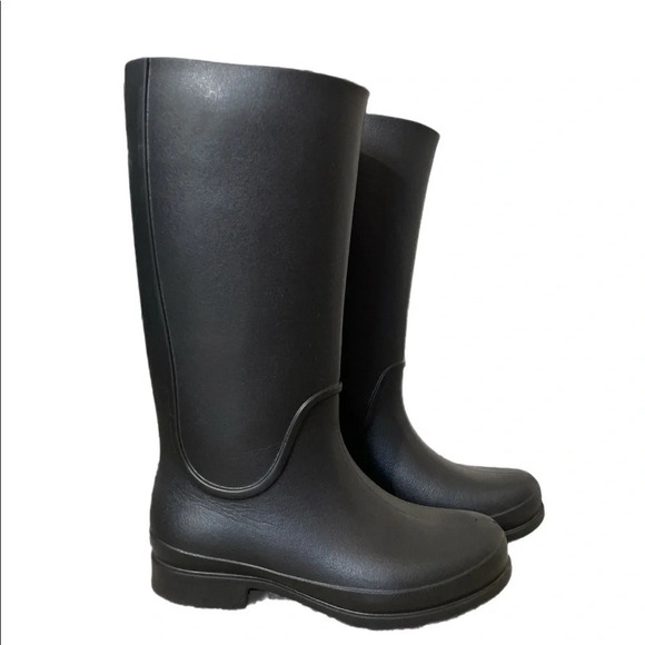 CROCS Tall Wellie Rain Boots Rubber Black Pull On Black Women’s 5 or Juniors 3 - Picture 3 of 11